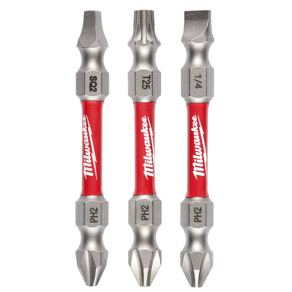 Milwaukee 48-32-4319, SHOCKWAVE Impact Duty™ PH2/SQ2/T25 Double Ended Bits 3PC