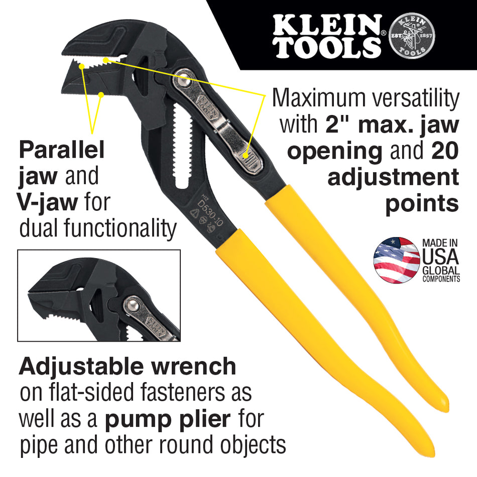 Klein Tools D53010, Plier Wrench, 10-Inch